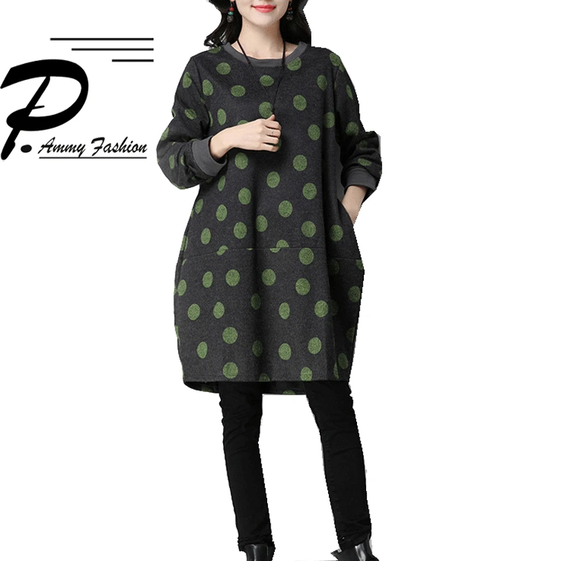Fleece Lining Warm Polka Dot Jumper Wool Dress 2017 Ladies Oversized Long Sleeve Loose Tunic Winter Fashion O-Neck Pullover
Fleece Lining Warm Polka Dot Jumper Wool Dress 2017 Ladies Oversized Long Sleeve Loose Tunic Winter Fashion O-Neck Pullover