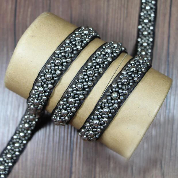 2yards Handmade Beading Lace Trimming Beaded Ribbon Trims For DIY Sewing Clothes Collar Accessories Black Mesh Lace Decoration
2yards Handmade Beading Lace Trimming Beaded Ribbon Trims For DIY Sewing Clothes Collar Accessories Black Mesh Lace Decoration