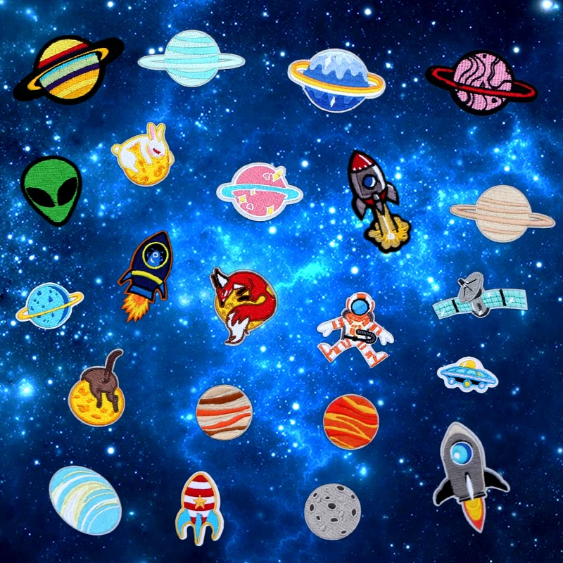 Planet UFO Rocket Cartoon Embroidered Patches For Clothing DIY Stripes Applique Child Clothes Stickers Iron On Patches Badges
Planet UFO Rocket Cartoon Embroidered Patches For Clothing DIY Stripes Applique Child Clothes Stickers Iron On Patches Badges