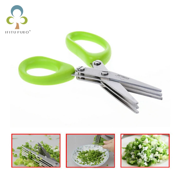 3 Layers Multi-functional Stainless Steel Kitchen Knives Scissors Sushi Shredded Scallion Cut Herb Spices Scissors GYH
3 Layers Multi-functional Stainless Steel Kitchen Knives Scissors Sushi Shredded Scallion Cut Herb Spices Scissors GYH