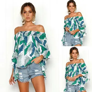 Womens Long Sleeve Casual Loose Blouse Ladies Off-Shoulder Tops Clothes Summer arrival Tassel Slash Neck Leaf Print Clothing
Womens Long Sleeve Casual Loose Blouse Ladies Off-Shoulder Tops Clothes Summer arrival Tassel Slash Neck Leaf Print Clothing