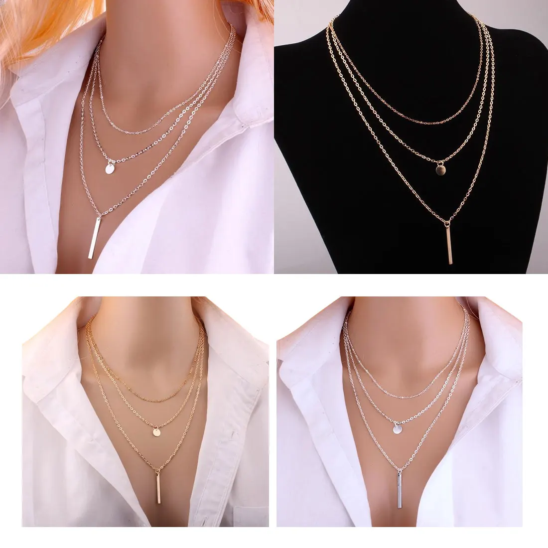3 Layers Chain Necklace High quality Women Fashion Multi-layer Sequin Metal necklace Alloy Metal Jewelry Statement Pendant
3 Layers Chain Necklace High quality Women Fashion Multi-layer Sequin Metal necklace Alloy Metal Jewelry Statement Pendant