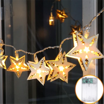 Christmas LED String Lights Wooden Five-Pointed Star Led Light string Battery Xmas Holiday Garland Wedding Fairy Decoration
Christmas LED String Lights Wooden Five-Pointed Star Led Light string Battery Xmas Holiday Garland Wedding Fairy Decoration