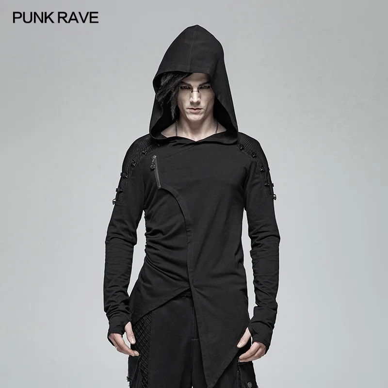 PUNK RAVE Men Punk Rock Hooded Show Thin Sweatshirt Casual Gohic Black Mysterious Men Long Sleeve T-shirt
PUNK RAVE Men Punk Rock Hooded Show Thin Sweatshirt Casual Gohic Black Mysterious Men Long Sleeve T-shirt