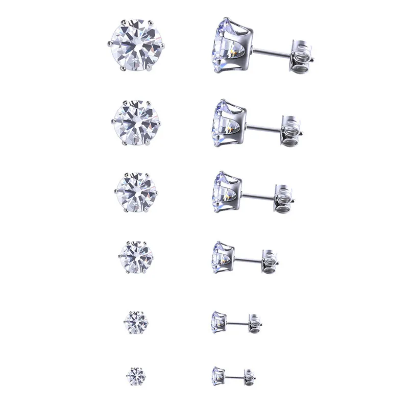 6 pairs/sets Classic Black White Cubic Zircon Stud Earrings Set Fashion Stainless Steel Crystal Earrings jewelry for Men Women
6 pairs/sets Classic Black White Cubic Zircon Stud Earrings Set Fashion Stainless Steel Crystal Earrings jewelry for Men Women
