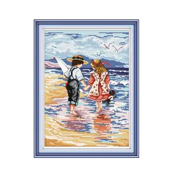 Seaside Play Happy Childhood Handwork Needlework Pattern, Little Boy Little Girl Holding Hands Cross-stitch Decorative Painting
Seaside Play Happy Childhood Handwork Needlework Pattern, Little Boy Little Girl Holding Hands Cross-stitch Decorative Painting