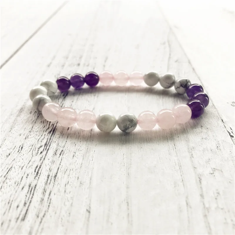 Rosequarzt & Purple Quartz & Howlite Bracelet Fashion Women's Bracelet Round Beads Yoga Mala Bracelets Pink Beads Mala
Rosequarzt & Purple Quartz & Howlite Bracelet Fashion Women's Bracelet Round Beads Yoga Mala Bracelets Pink Beads Mala