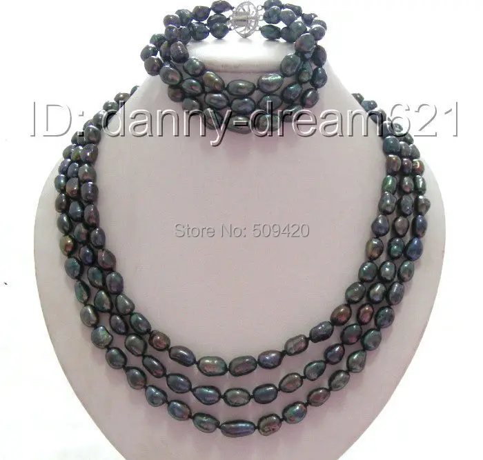 Free Shipping>>>CLASSIC 17-21"3strands 11mm black baroque freshwater pearls necklace a set
Free Shipping>>>CLASSIC 17-21"3strands 11mm black baroque freshwater pearls necklace a set