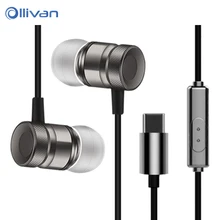 OLLIVAN USB Type-C In Ear earphone with microphone metal wired Earphones for For Letv LeEco Le 2 Pro max 2 Type C Earphones(China)