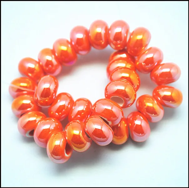 

30pcs European spacer beads ceramic big hole porcelain items jewelry accessories size 9x14mm many colors are available