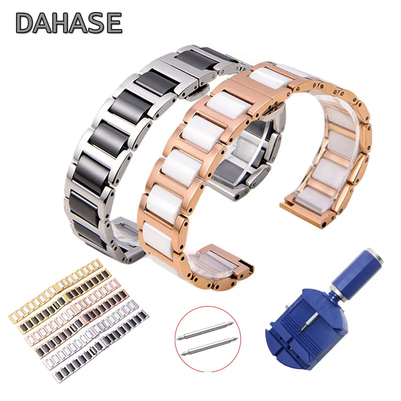 Dual Color Ceramic Watch band Butterfly Buckle Stainless Steel Replacement Smart watch Strap Belt Bracelet 14 16 18 20mm 22mm
Dual Color Ceramic Watch band Butterfly Buckle Stainless Steel Replacement Smart watch Strap Belt Bracelet 14 16 18 20mm 22mm