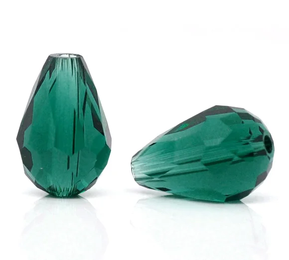 

Glass Loose Beads Teardrop Malachite green Faceted Transparent About 11mm(3/8")x 8mm(3/8"),Hole: Approx 1.2mm,6 PCs new