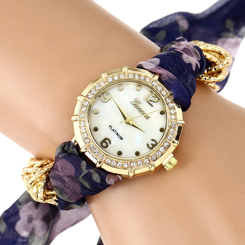 Gnova Platinum Top Fabric Lace Bracelet Watch Geneva Style Rhinestone Women Wristwatch Vintage Fashion Retro Clock Spring Flower
Gnova Platinum Top Fabric Lace Bracelet Watch Geneva Style Rhinestone Women Wristwatch Vintage Fashion Retro Clock Spring Flower