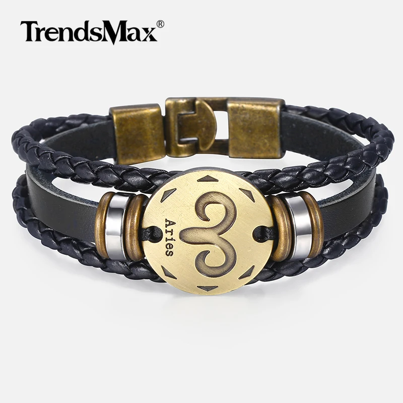 12 Horoscope Men's Leather Bracelet Vintage Retro Charm Male Bracelets Jewelry Gifts Leo Cancer Aries Zodiac Sign KLBM136A
12 Horoscope Men's Leather Bracelet Vintage Retro Charm Male Bracelets Jewelry Gifts Leo Cancer Aries Zodiac Sign KLBM136A