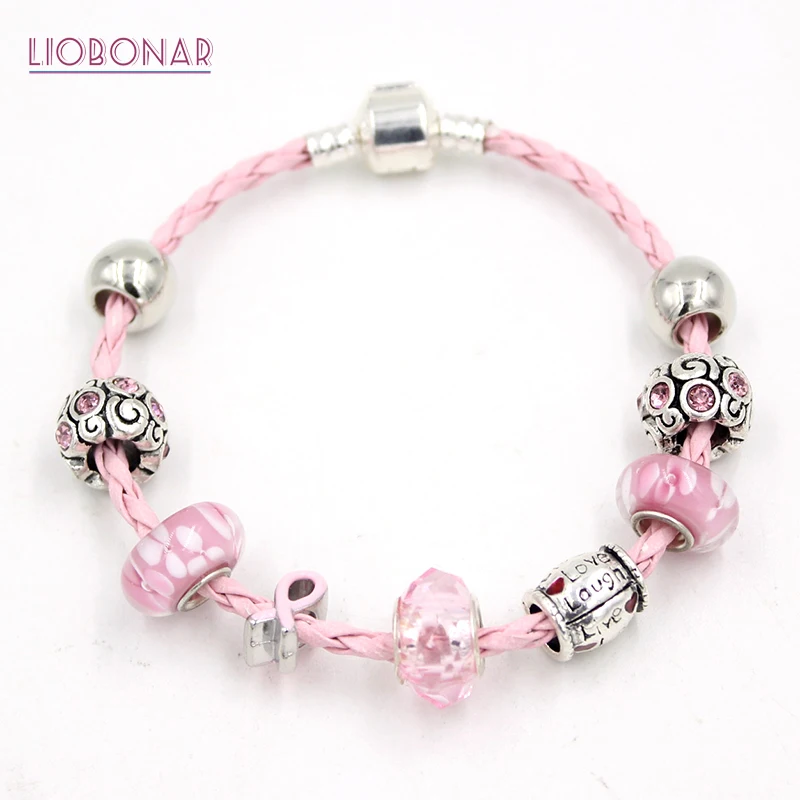 Breast Cancer Awareness Jewelry Lampwork Murano Glass Bead Live Laught Love Pink Ribbon Breast Cancer Bracelets for Women Gifts
Breast Cancer Awareness Jewelry Lampwork Murano Glass Bead Live Laught Love Pink Ribbon Breast Cancer Bracelets for Women Gifts