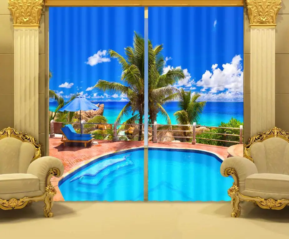 Photo Print stereoscopic 3d Curtains Sea coconut trees Fantastic Seaside View Energy Saving 3D Curtain
Photo Print stereoscopic 3d Curtains Sea coconut trees Fantastic Seaside View Energy Saving 3D Curtain