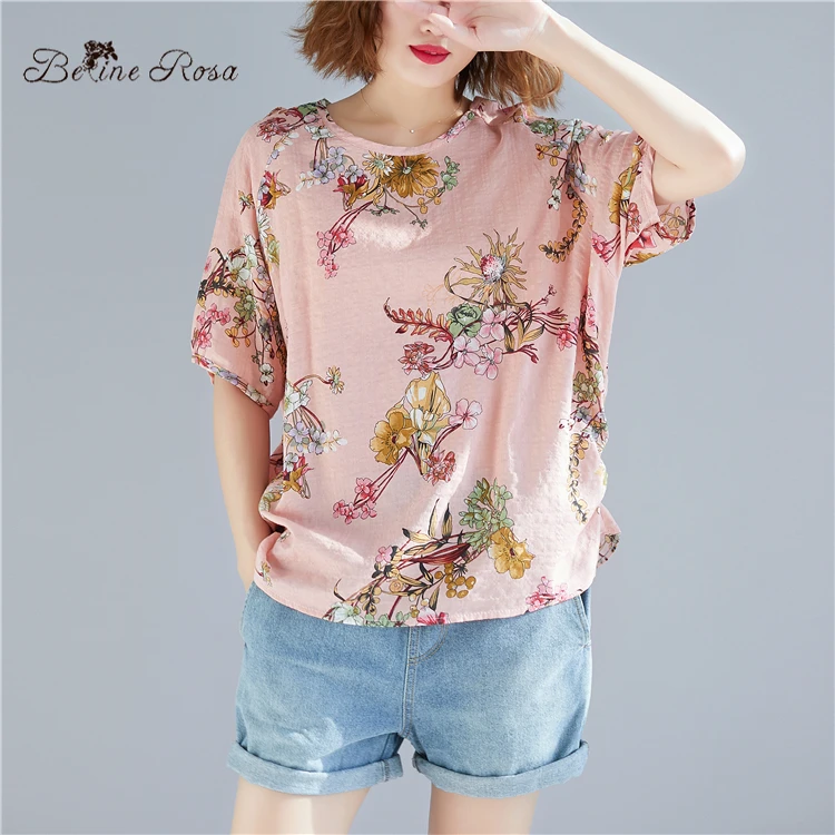 BelineRosa Elegant Ladies Floral Print Tee Shirt Large Size Women Clothes Cotton Linen Loose Style Summer T-shirts 666DM022
BelineRosa Elegant Ladies Floral Print Tee Shirt Large Size Women Clothes Cotton Linen Loose Style Summer T-shirts 666DM022