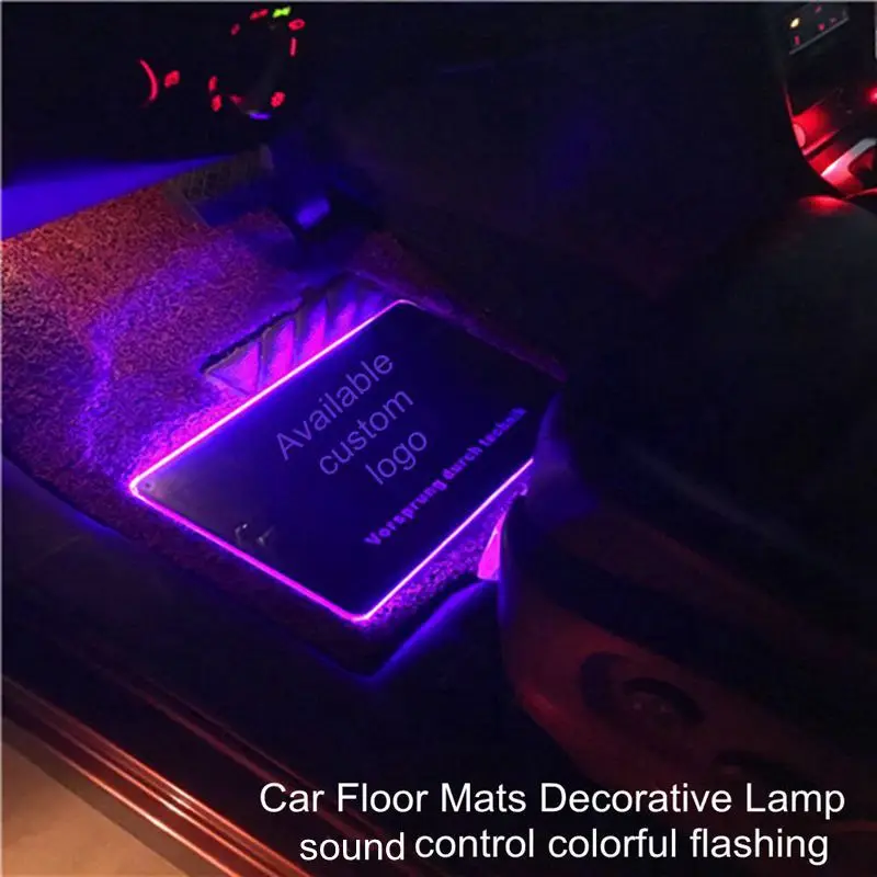 2pcs Car Interior Atmosphere Lamp Floor Mats Led Car Embient
