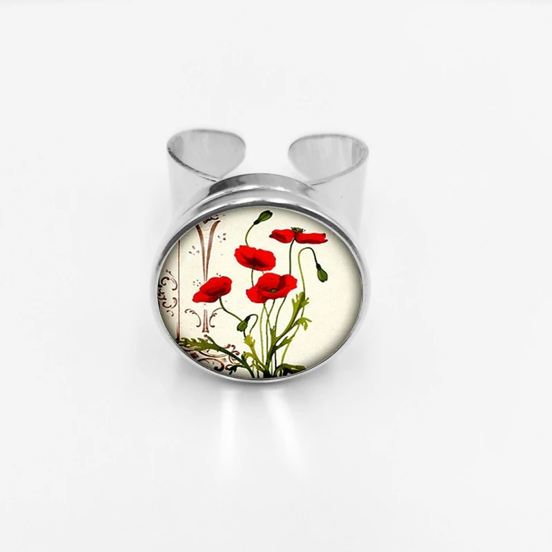 2019/Fashion New Hot Charm Poppy Pendant Red Poppies Glass Snap Rings Couples Open Rings
2019/Fashion New Hot Charm Poppy Pendant Red Poppies Glass Snap Rings Couples Open Rings