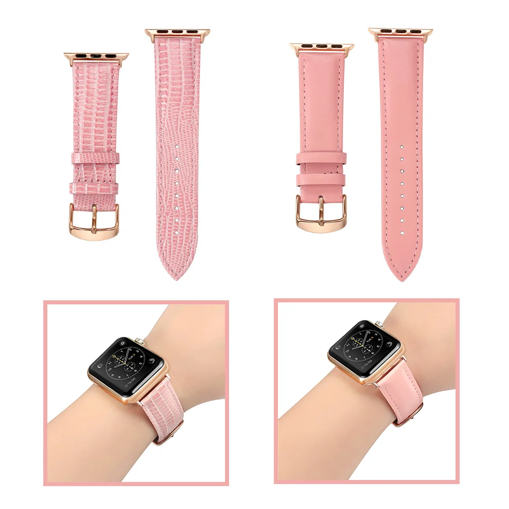 For Apple Watch Band 38MM 42MM 40MM 44MM Series 4 3 2 1 Luxury Lizard Pattern Pink Leather Women Strap Smart Watch Wristband
For Apple Watch Band 38MM 42MM 40MM 44MM Series 4 3 2 1 Luxury Lizard Pattern Pink Leather Women Strap Smart Watch Wristband