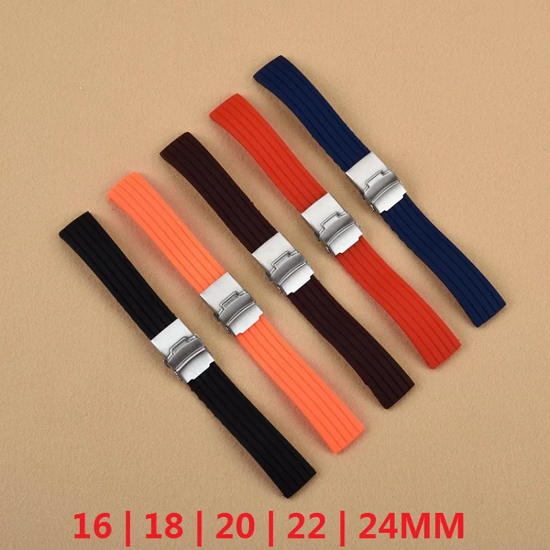 Essential 16mm,18mm, 20mm, 22mm, 24mm 5 colors New Silicone Rubber Watch Strap Band Deployment Buckle Waterproof BLack Watchband
Essential 16mm,18mm, 20mm, 22mm, 24mm 5 colors New Silicone Rubber Watch Strap Band Deployment Buckle Waterproof BLack Watchband