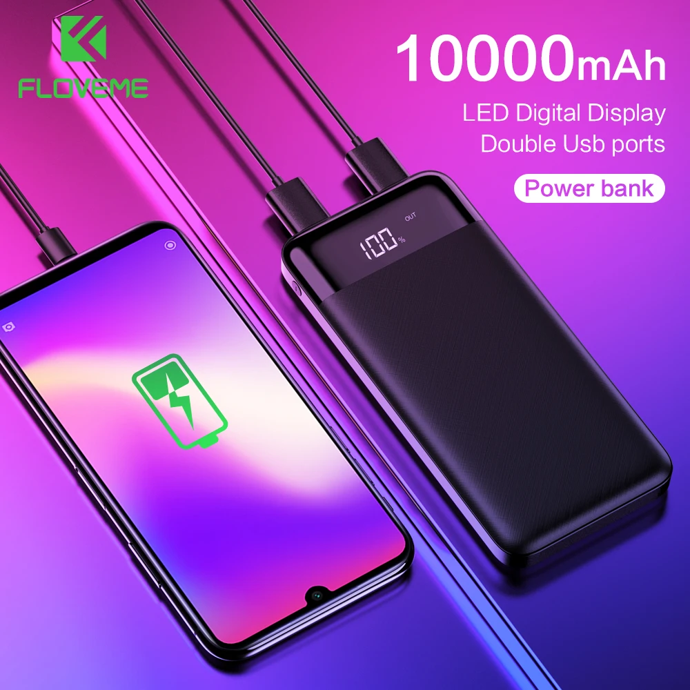 FLOVEME 10000Mah Power Bank Portable Mobile Phone Dual Port USB Fast Charger LED Display Powerbank Charger External Battery Pack
FLOVEME 10000Mah Power Bank Portable Mobile Phone Dual Port USB Fast Charger LED Display Powerbank Charger External Battery Pack