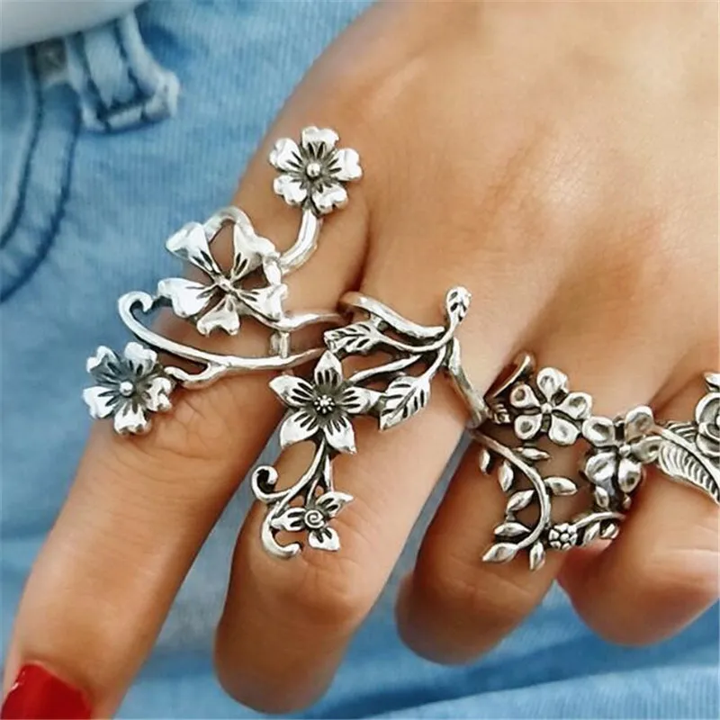 Star Jewelry Fashion Retro Sliver Color Flower Leaf Boho Finger Ring Ethnic Vintage Midi Rings Set For Women Party 2018 New
Star Jewelry Fashion Retro Sliver Color Flower Leaf Boho Finger Ring Ethnic Vintage Midi Rings Set For Women Party 2018 New