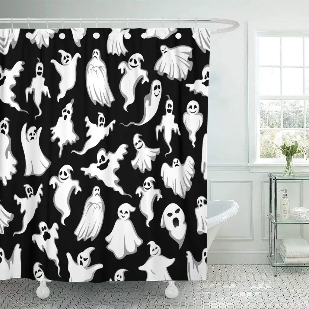 Fabric Shower Curtain with Hooks Spooky Ghost Halloween Holiday Horror Night Monster of Flying Phantom and Poltergeist
Fabric Shower Curtain with Hooks Spooky Ghost Halloween Holiday Horror Night Monster of Flying Phantom and Poltergeist