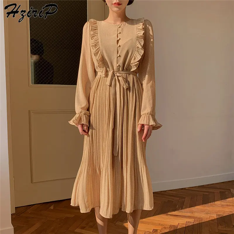 HziriP New Vintage Waist-Controlled Simple Free Elegant O-Neck Chiffon Dress Women Polka Dots Elegant Ladies Mid-Calf Dresses
HziriP New Vintage Waist-Controlled Simple Free Elegant O-Neck Chiffon Dress Women Polka Dots Elegant Ladies Mid-Calf Dresses