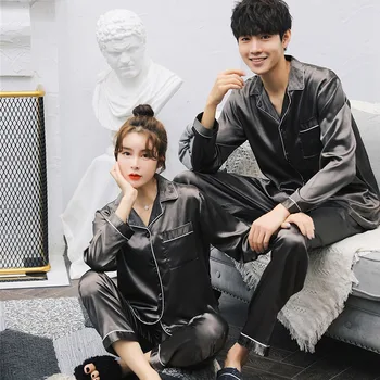 Fashion Long Sleeved Pajama Sets Satin Pajama Sets for Couple Home Suit Spring Sleepwear
Fashion Long Sleeved Pajama Sets Satin Pajama Sets for Couple Home Suit Spring Sleepwear