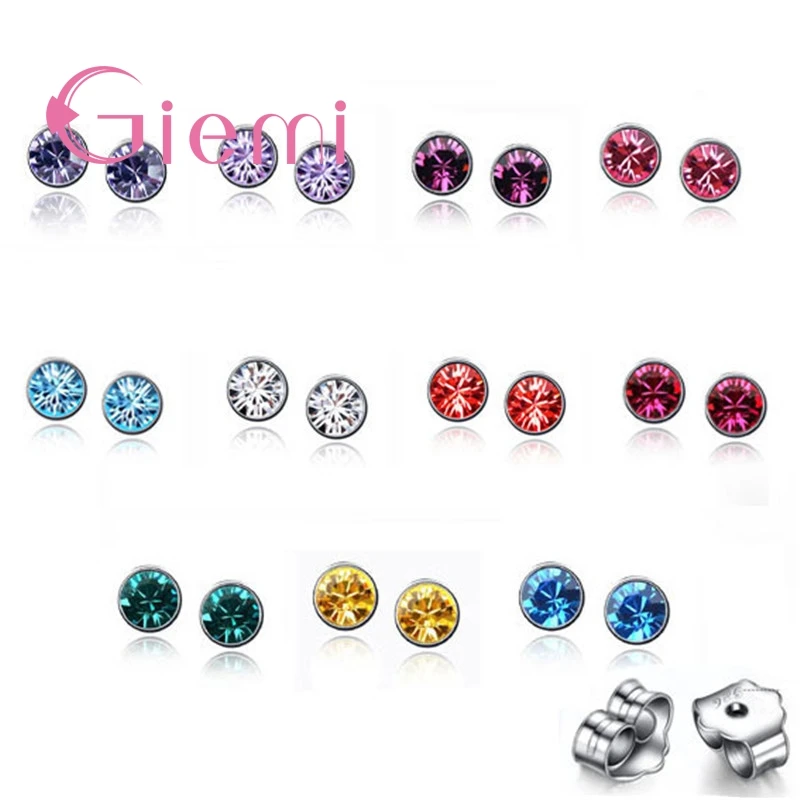 20PCS/Lot Colorful CZ Crystal Stud Earrings Sparkling 925 Sterling Silver Cubic Zirconia Stone Wedding Jewelry for Women Girls
20PCS/Lot Colorful CZ Crystal Stud Earrings Sparkling 925 Sterling Silver Cubic Zirconia Stone Wedding Jewelry for Women Girls