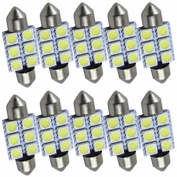 

10pcs Festoon 36mm 39mm 42mm LED 6SMD 5050 C5W Car License Plate Light Car Interior Dome Lights Bulbs Auto Lamp White 12V 6000k