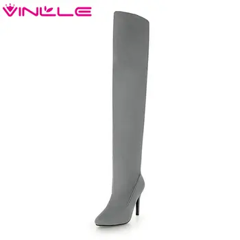 VINLLE 2020 Women Shoes Over The Knee Boots Flock Thin High Heel Classic Pointed Toe Ladies Motorcycle Shoes Size 34-43
VINLLE 2020 Women Shoes Over The Knee Boots Flock Thin High Heel Classic Pointed Toe Ladies Motorcycle Shoes Size 34-43