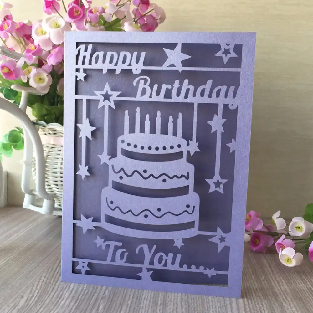 35pcs Laser Cut Cake Pattern Birthday Party Invitation Card Sweet