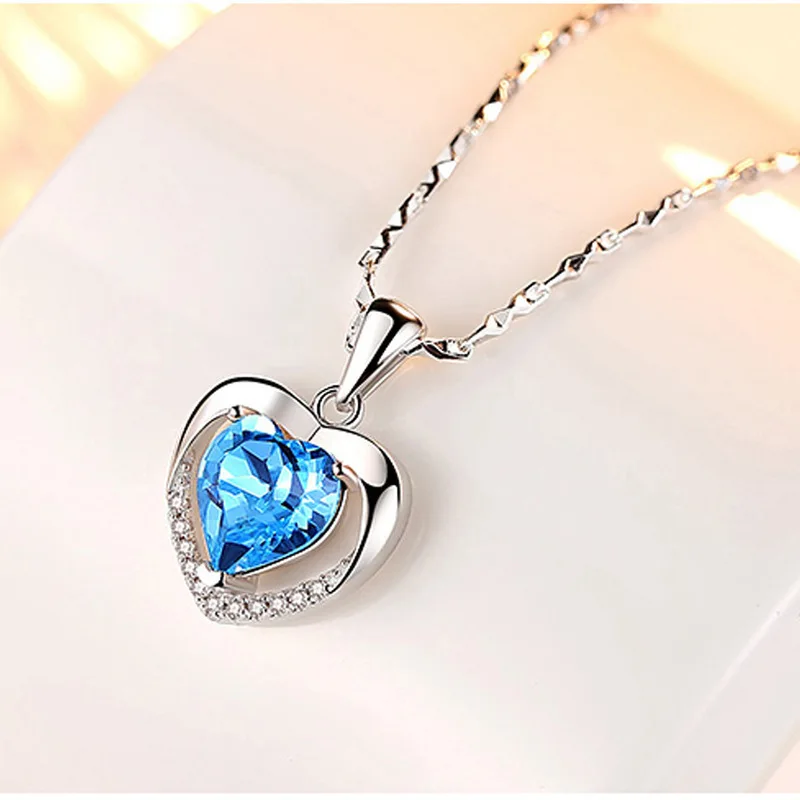 Fashion jewelry accessories, heart pendant, blue crystal, valentine's day gifts, female silver ornaments wholesale
Fashion jewelry accessories, heart pendant, blue crystal, valentine's day gifts, female silver ornaments wholesale