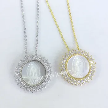 5pcs/lot Micro Pave Round Cubic Zirconia Round Flower Virgin Maria Mother of Pearl Pendant Necklace Collar Fashion Jewelry
5pcs/lot Micro Pave Round Cubic Zirconia Round Flower Virgin Maria Mother of Pearl Pendant Necklace Collar Fashion Jewelry