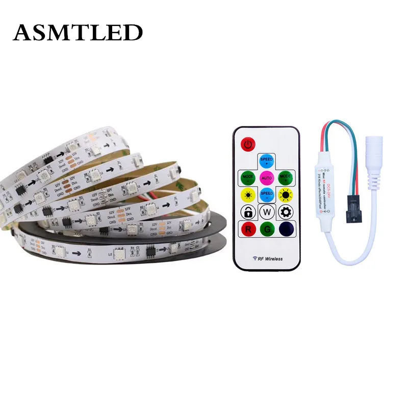 WS2811 LED Strip DC 12V Black White PCB Smart Addressable Pixel WS2811 IC 30/60 LEDs 5M Strip Light With 17Key RF Controller 
WS2811 LED Strip DC 12V Black White PCB Smart Addressable Pixel WS2811 IC 30/60 LEDs 5M Strip Light With 17Key RF Controller