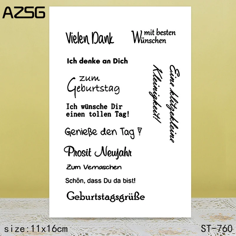 AZSG German Clear Stamps/Seals For scrapbooking DIY Card Making/Album Silicone Decoration crafts
AZSG German Clear Stamps/Seals For scrapbooking DIY Card Making/Album Silicone Decoration crafts