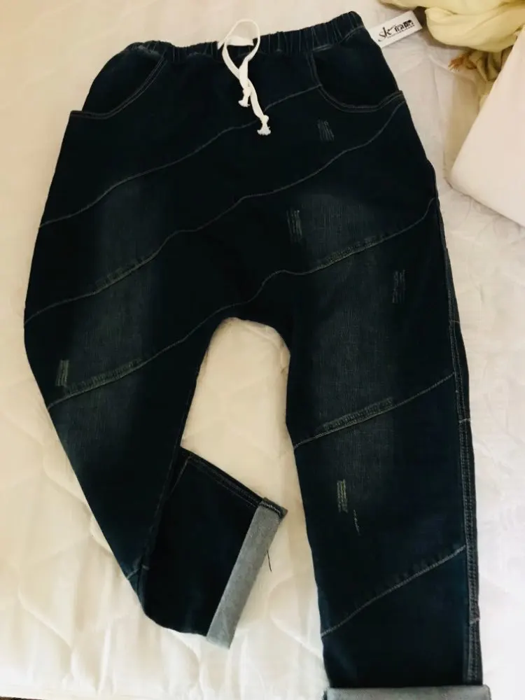 Мужские Мешковатые джинсовые шаровары свободные брюки с заниженной шаговой