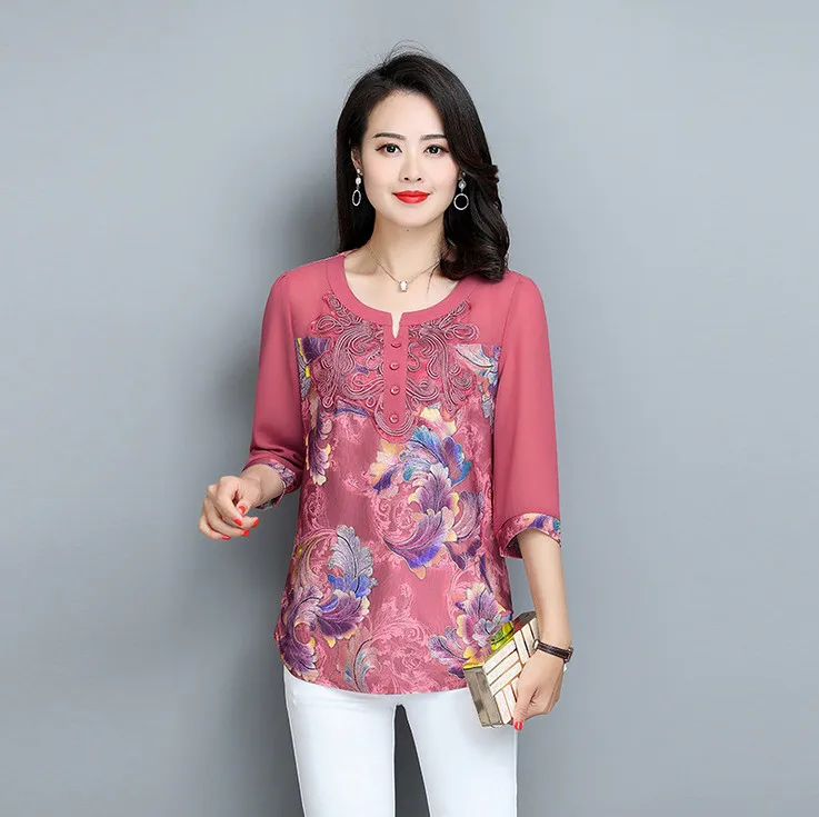 middle age mother chiffon shirt tops 2019 summer new 5XL women plus size o-neck printed half sleeve t-shirts
middle age mother chiffon shirt tops 2019 summer new 5XL women plus size o-neck printed half sleeve t-shirts