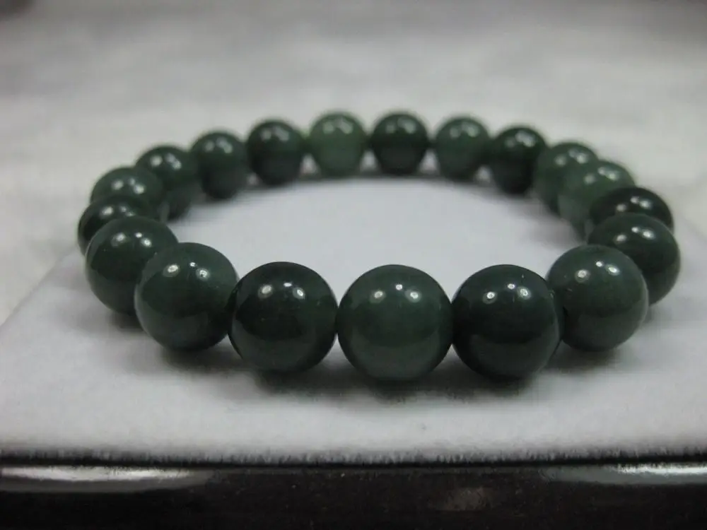 Free Shipping 100% NATURE GRADE "A " OIL GREEN 10MM BEADS JADE JADEITE BRACELET Strands |