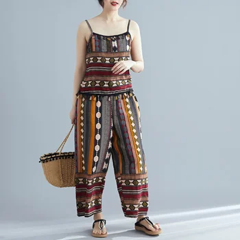 Sleeveless Backless Ensemble Femme Deux Pieces Casual Contrast Women's Summer Suit Fashion Bohemian Two Piece Set Top And Pants
Sleeveless Backless Ensemble Femme Deux Pieces Casual Contrast Women's Summer Suit Fashion Bohemian Two Piece Set Top And Pants