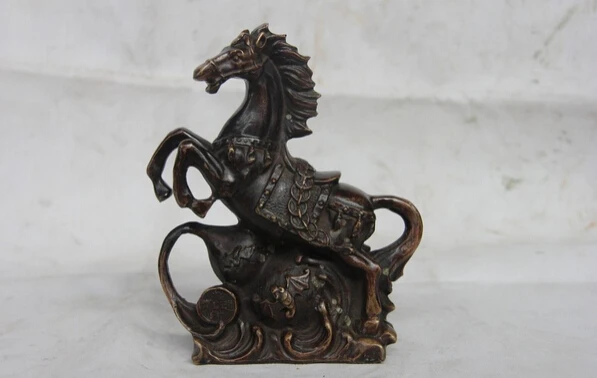 song voge gem S1568 China Folk Bronze Copper Fengshui Wealth Money Bottle Gourd Fu Bat Horse Statue
