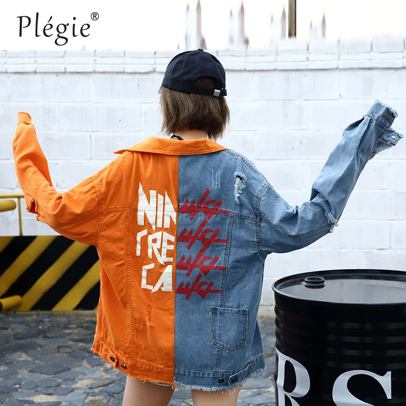 Denim Jacket Harajuku Patchwork Color Orange+Blue Jean Jacket Women Denim Jackets 2019 Spring Autumn BF Style Denim Jacket
Denim Jacket Harajuku Patchwork Color Orange+Blue Jean Jacket Women Denim Jackets 2019 Spring Autumn BF Style Denim Jacket
