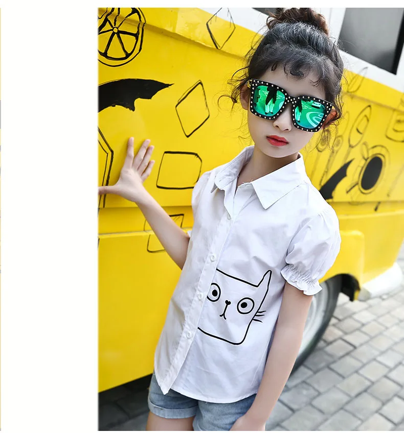 fashion character school big girls shirts 2018 short sleeve tops children white little girls summer baby blouses for big girls clothing 4 5 6 7 8 9 10 11 12 13 14 15 16 Years little teenage girls shirts blouses clothes (8)