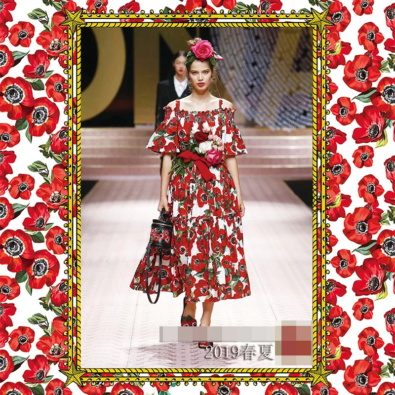 New 2019 spring and summer high-grade polyester printing fabric red large flower pattern cotton can be customized dress fabric
New 2019 spring and summer high-grade polyester printing fabric red large flower pattern cotton can be customized dress fabric