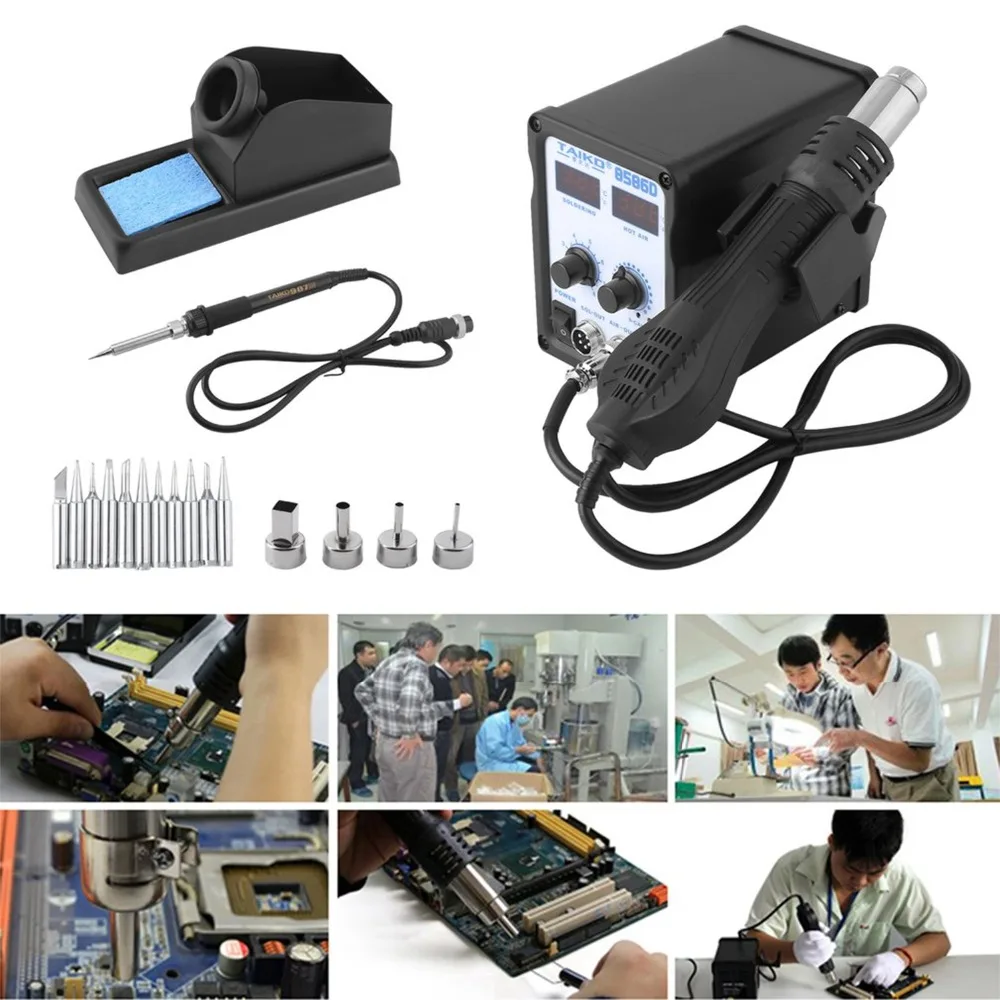 TAIKD8586D2 In 1 Temperature Welding Solder Station Heat Pencil Hot Air Soldering Iron Stand Welding Repair Tool Kit
TAIKD8586D2 In 1 Temperature Welding Solder Station Heat Pencil Hot Air Soldering Iron Stand Welding Repair Tool Kit