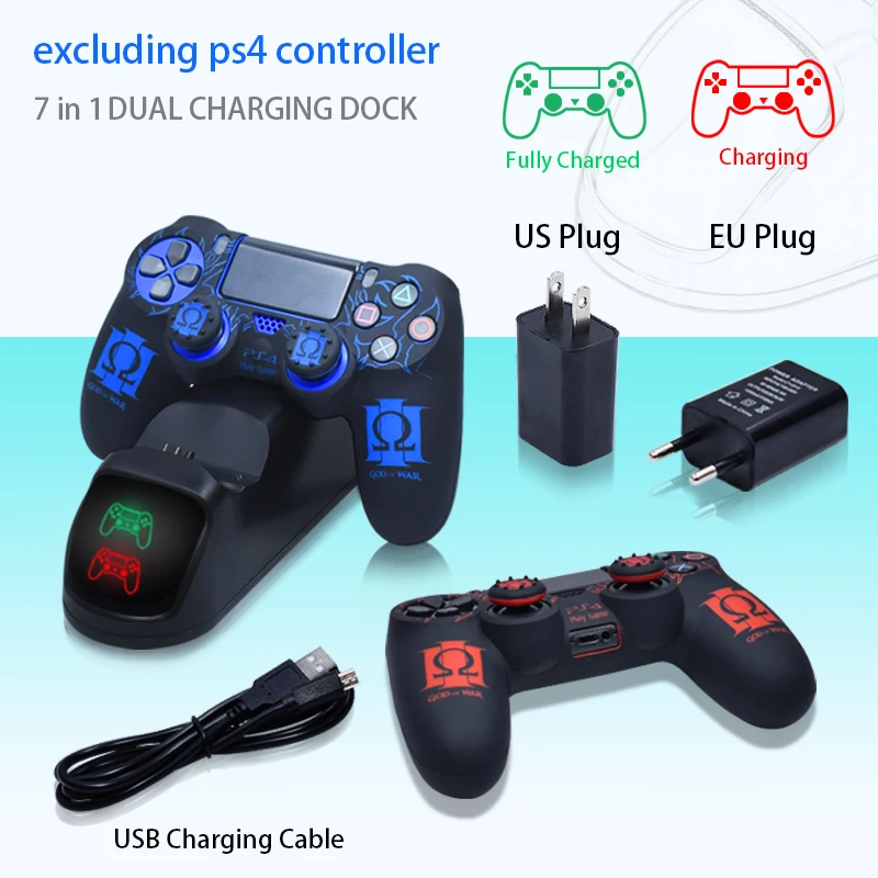 PS4 Controller Charger PS4 Controller Charging Docking Station LED Light Indicators Controller Pattern Silicone Protective Case
PS4 Controller Charger PS4 Controller Charging Docking Station LED Light Indicators Controller Pattern Silicone Protective Case