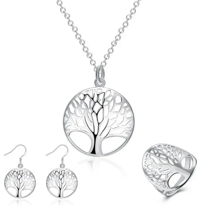 Wisdom Tree Necklace earrings ring jewelry set 925 stamped silver plated Tree Of Life jewelry set bijoux female Christmas Gifts
Wisdom Tree Necklace earrings ring jewelry set 925 stamped silver plated Tree Of Life jewelry set bijoux female Christmas Gifts