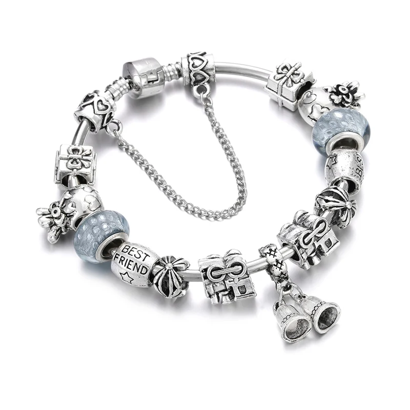 Vintage Pendant Bracelets &Bangles Charm Crystal Beads DIY Heart Flower Silver Bangle Femme Pulseira Feminina Jewelry Gift
Vintage Pendant Bracelets &Bangles Charm Crystal Beads DIY Heart Flower Silver Bangle Femme Pulseira Feminina Jewelry Gift